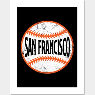 San Francisco Retro Baseball - Black Posters and Art